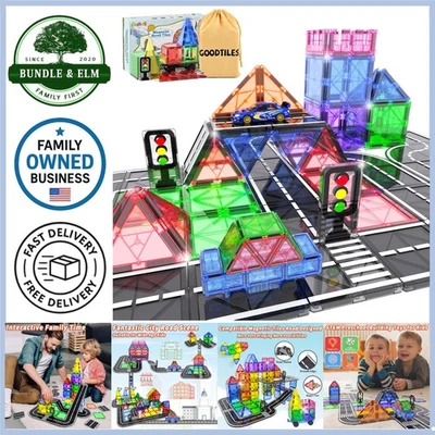 Magnetic Building Blocks 40pcs Road Set Car Kits STEM Educational Toys - Image 1 of 4