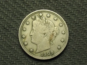 ALTE U.S. MÜNZE VZ 1909 LIBERTY V NICKEL IN SAMMLERZUSTAND LOT 372us - Bild 1 von 2