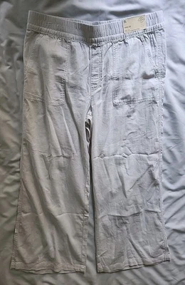 ST. JOHN'S BAY WINTER WHITE SZ. PXL WIDE LEG HIGH RISE LINEN BLEND PANTS~NWT - Image 1 of 4
