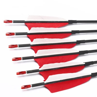 12pcs Carbon Arrows Sp400-1000 30inch 4inch Turkey Feathers Bow Hunting Shooting - Image 1 of 4