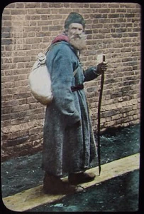 Glass Magic Lantern Slide RUSSIAN MAN WITH STICK C1890 VICTORIAN PHOTO RUSSIA - Picture 1 of 2