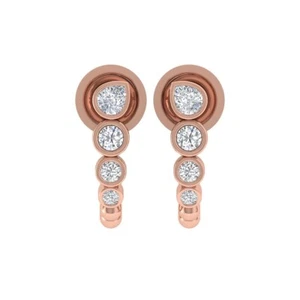 0.40 Ct Lab Grown CVD Diamond Fine Earrings 18k Rose Solid Gold Birthday Gift - Picture 1 of 6