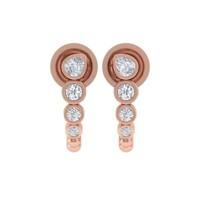 0.40 Ct Lab Grown CVD Diamond Fine Earrings 18k Rose Solid Gold Birthday Gift - Image 1 of 4