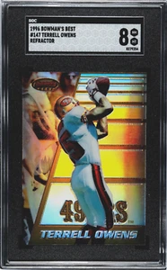 SGC 8 - 1996 Bowman's Best REFRACTOR #147 Terrell Owens (RC) S.F. 49ers HOF - Imagen 1 de 2