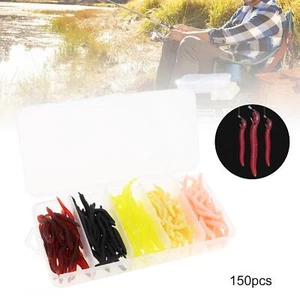 150pcs/box 5 Colors Lifelike Fake Fishing Soft Lure Trout Worm Earthworm Bait - Picture 1 of 12