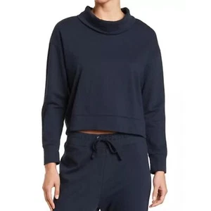 Standard James Perse Cowl Neck Sweat Top Women Size 2 / Medium Black Sweatshirt  - Picture 1 of 11