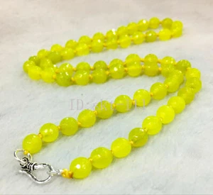 6mm Lemon jade Faceted Roundel Gems Beads Necklace 925 Silver Clasp AAA - Picture 1 of 4