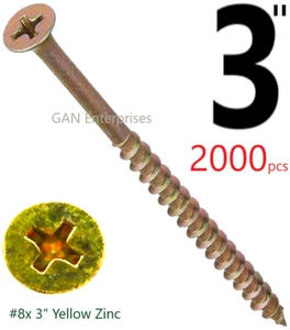Tornillo grueso para madera para paneles de yeso Phillips Bugle Head 8 x 3 - zinc amarillo (2000) a granel - Imagen 1 de 1