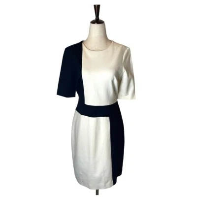Cynthia Steffe Dress 8 Black And White Jersey Knit Colorblocked Modern Career - image 1 of 4