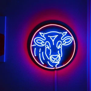 Cow 24"x24" Neon Sign Restaurant Advertising Light Handcraft Nightlight Artwork - Picture 1 of 1