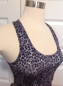 Inner Spirit Womens S Gray Tank NWT Black Racerback Athletic Sexy Fitted Leopard - Bild 1 von 6