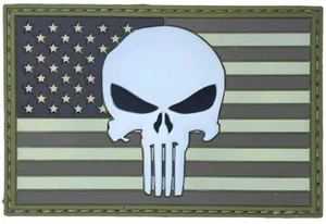 TOTENKOPF PUNISHER AMERIKANISCHE FLAGGE MULTICAM TAKTISCH MILITÄR 3D LEUCHTEN PVC HAKEN PATCH - Bild 1 von 5