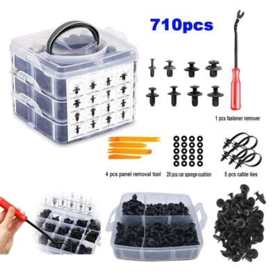 Clips de sujeción de coche cuerpo de plástico mixto empuje retenedor pasador remache parachoques panel de ajuste Foto 1 de 4