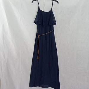 Trixxi Women Small Blue with braided belt long tank top dress lace - Picture 1 of 10