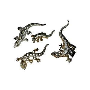 4 SWAROVSKI CLEAR CRYSTAL LIZARD GECKO BROOCHES / PINS - SIGNED - Imagen 1 de 8