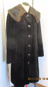 Jones New York Coat Black Persian Lamb Faux Fur Full Length Coat L - Picture 1 of 13