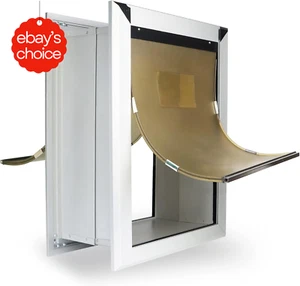 XL Dog Door Heavy Duty Aluminum Double Flap Weatherproof Exterior Wall - Picture 1 of 12