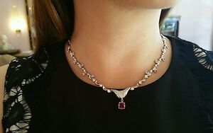 5.56 ct Pink Sapphire and Diamond Pendant Necklace in Platinum-HM1634AB