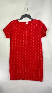 Old Navy Damen Etuikleid Rundhals Ärmel Geometrisch Rot Größe XS Leinenmischung - Bild 1 von 8