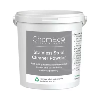 ChemEco UK Stainless Steel Cleaner Powder - 1 Kg Grease Remover - Pack Of 1 • 15.67£