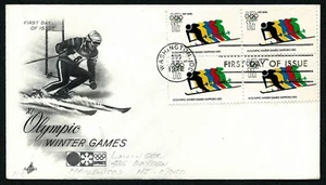 USA, SCOTT # C85, WITH ADDRESS FDC COVER OF WINTER OLYMPIC GAMES, SKIING BLOCK - Picture 1 of 1