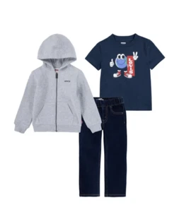 NUEVO Levi's Niño 3 Piezas Conjunto Sudadera con Capucha Camiseta Vaqueros - Imagen 1 de 8