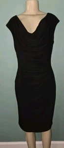 Lauren Ralph Lauren Black Scooped Neck Ruched Dress Size 10 - Picture 1 of 5