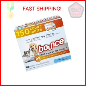 Bounce Pet Hair and Lint Guard Mega Fabric Softener Dryer Sheets with 3X Pet Hai - Picture 1 of 2