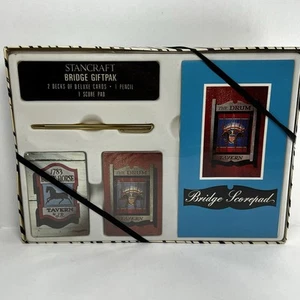 Vtg Stancraft Colonial Tavern Bridge Gift Pack 2 Decks Playing Cards Score Pad - Picture 1 of 9