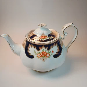 Royal Albert Royalty Bone China England Teekanne Kobaltblau Blumen - Bild 1 von 23