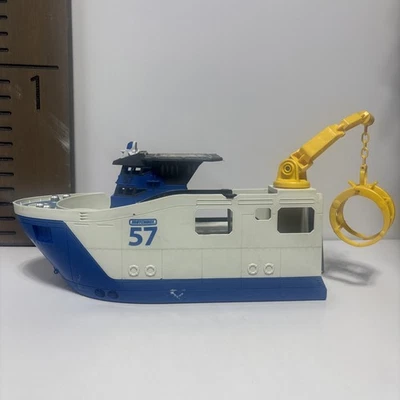 2013 Mattel Matchbox Mission Marine Rescue Shark Boat Blue BFN57 Floats & Rolls - Image 1 of 4