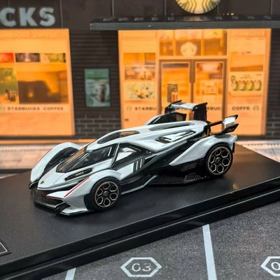 LMF Escala 1/64 Lamborghini V12 Vision GT Blanco Diecast Coche Modelo Colección Regalo Foto 1 de 4