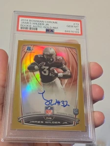2014 BOWMAN CHROME REFRACTOR AUTO JAMES WILDER JR #73 GOLD RC #/75 PSA 10 POP 1 - Picture 1 of 5
