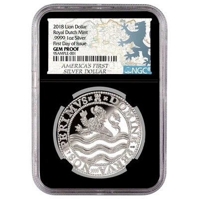 2018 Lion Dollar 1 oz Silver NGC GEM Proof FDI Black Core - Image 1 of 2