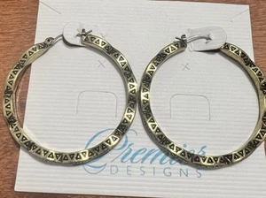 Premier Designs Jewelry TUSCANY Brass Plated Hoop Earrings New - Picture 1 of 2