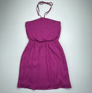 Express Magenta Strapless Halter Dress S Lined Casual Y2K Indie Party Beach - Picture 1 of 9