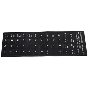 Keyboard Sticker Spanish Waterproof Black Background For 10In To 17In Laptop - Picture 1 of 24