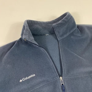 Chaqueta polar Columbia para hombre azul cremallera completa YKK bolsillos cordón dobladillo logotipo - Imagen 1 de 10