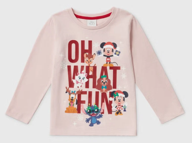 Matalan Kids Pink Disney Christmas Long Sleeve T-Shirt 5/6 Years 110/116 CM - Image 1 of 4