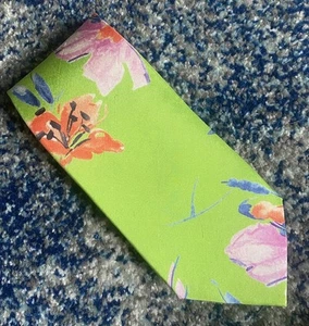 Corbata Floral Ralph Lauren Etiqueta Púrpura Verde Naranja Rosa Azul Negro Blanco - Imagen 1 de 5