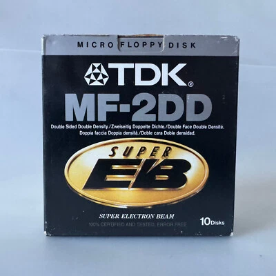 10x TDK Floppy Disks MF-2DD 3.5" Super EB Double Sided Density Diskettes - NEW - Image 1 of 3