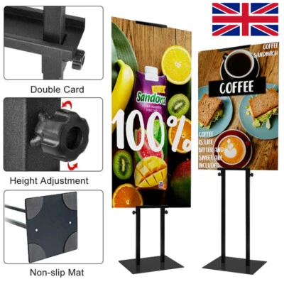 Poster Stand Floor Standing Sign Holder 71" Adjustable Height Double-Sided H
