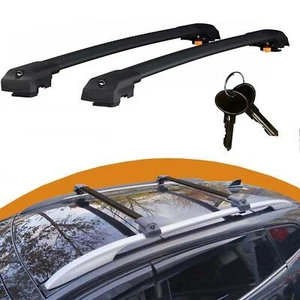 Roof Rack Cross Bars For Mitsubishi Asx 2010-2013 Lockable 2 Pcs Black - Picture 1 of 6