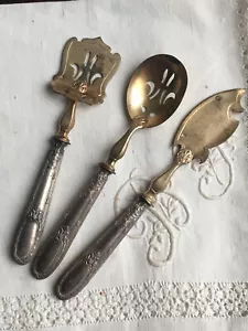 ANTIQUE FRENCH ART NOUVEAU V. LENEUF 950 SILVER HANDLE CUTLERY: MIGNARDISES SET - Picture 1 of 21
