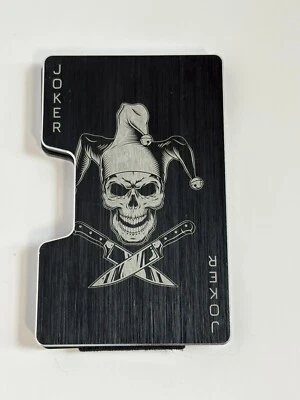 Engraved Aluminum Wallet – Slim RFID-Blocking Card Holder – Skull Joker Design - Image 1 of 4