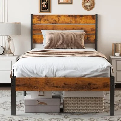 Twin Queen Full Size Sturdy Metal Platform Bed Frame w/ Headboard and Footboard - Image 1 of 4