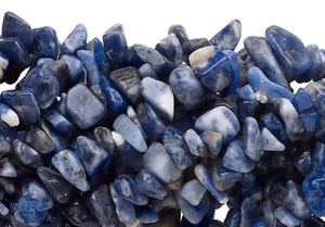 Bead, Sodalite, Natural Blue & White Gemstone 2-12mm Chip Bead 34" Strand - Picture 1 of 4
