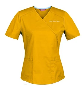 Custom Embroidered Women's Scrub top Personalised with your Text Workwear  - Picture 1 of 73