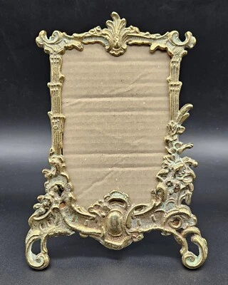 Antiguo marco de fotos victoriano de bronce fundido único con trípode Inglaterra alrededor de 1900 Foto 1 de 4