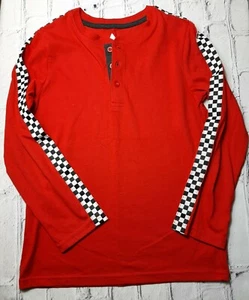 365 Kids Garanimal Boy 10 Red Checkered Flag Long Sleeve Three Button T Shirt - Picture 1 of 9